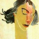 БРУНИ ЛЕВ АЛЕКСАНДРОВИЧ,"Портрет жены" (Н.К. Бруни),1917г., дерево, левкас, темпера. 53,2х47см.