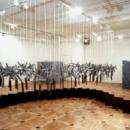 Крестообразные песни .Фрагмент экспозиции в L - Галерее, Москва1993г., смешанная техника.