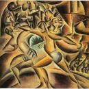 БЕБУТОВА ЕЛЕНА МИХАЙЛОВНА,картина "Цирк",1922 г.,холст, масло. 68,7х71,5см. На обороте надпись чернилами: № 23 Цирк Е. Бебутова.